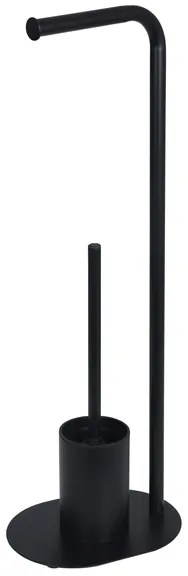 BISK Erga Nero, voľne stojaci držiak na toaletný papier s WC kefou, čierna matná, ERG-08309