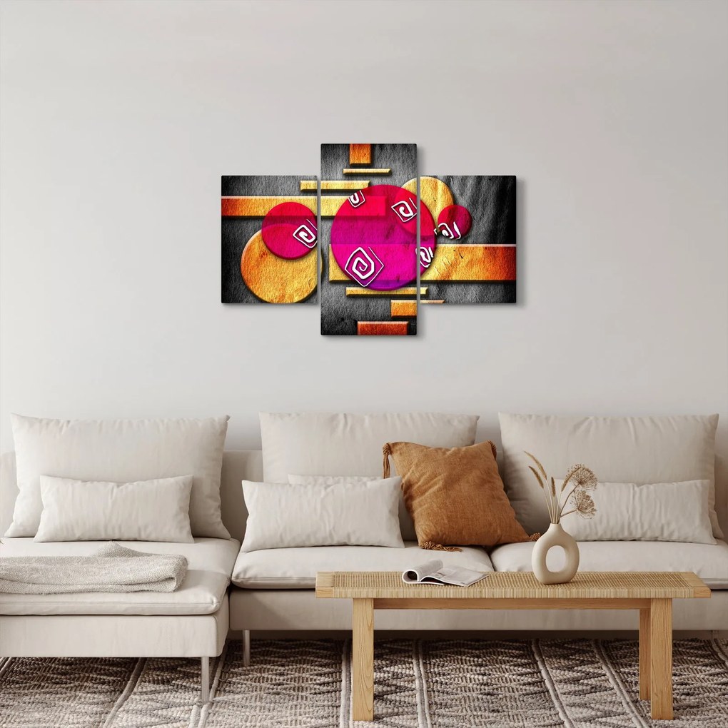 Abstraktný obraz s historickými symbolmi (90x60 cm)