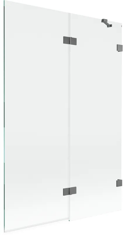 Mexen Lunar, 2-krídlová vaňová zástena pravá 120 x 150 cm, číre sklo, grafitová, 897-120-100-95-00-P