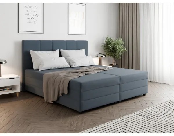 Čalúnená posteľ s pružinovou matracou a úložným priestorom ISABEL 160x200 sivá