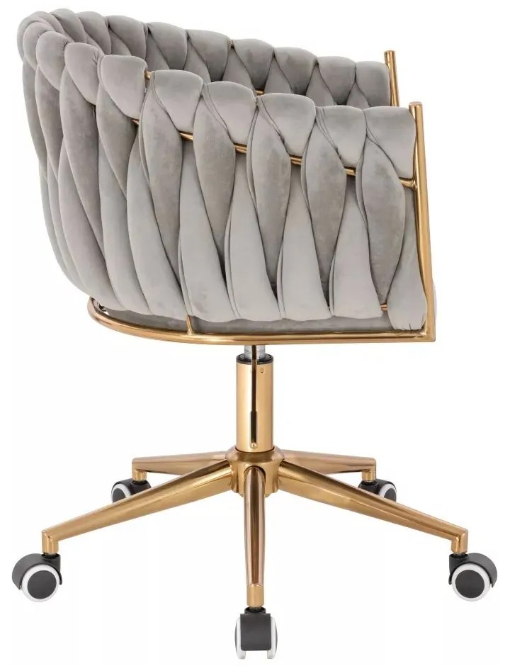 LuxuryForm DESIGN Kreslo NORDEN VELUR na zlatej podstave s kolieskami - svetlo šedé
