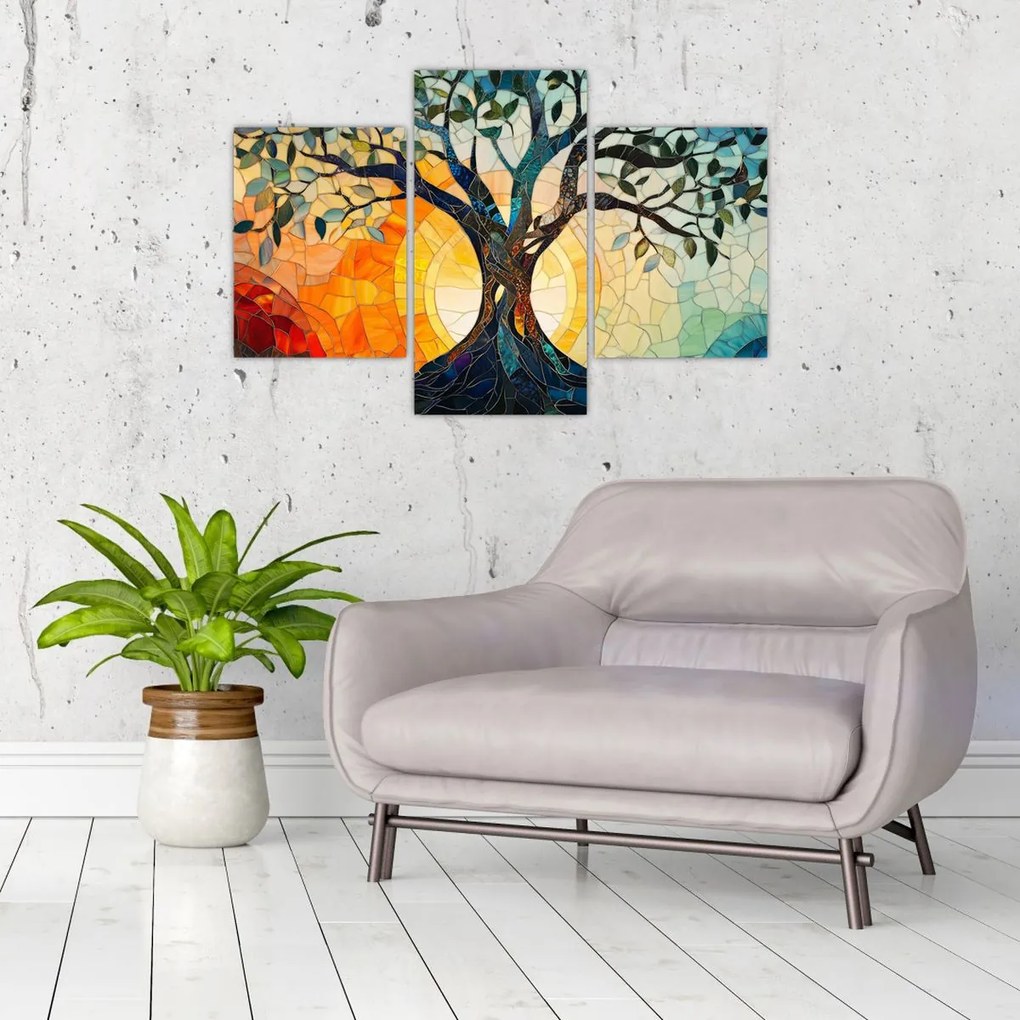 Obraz – Mozaika – slnko a strom I. (90x60 cm)