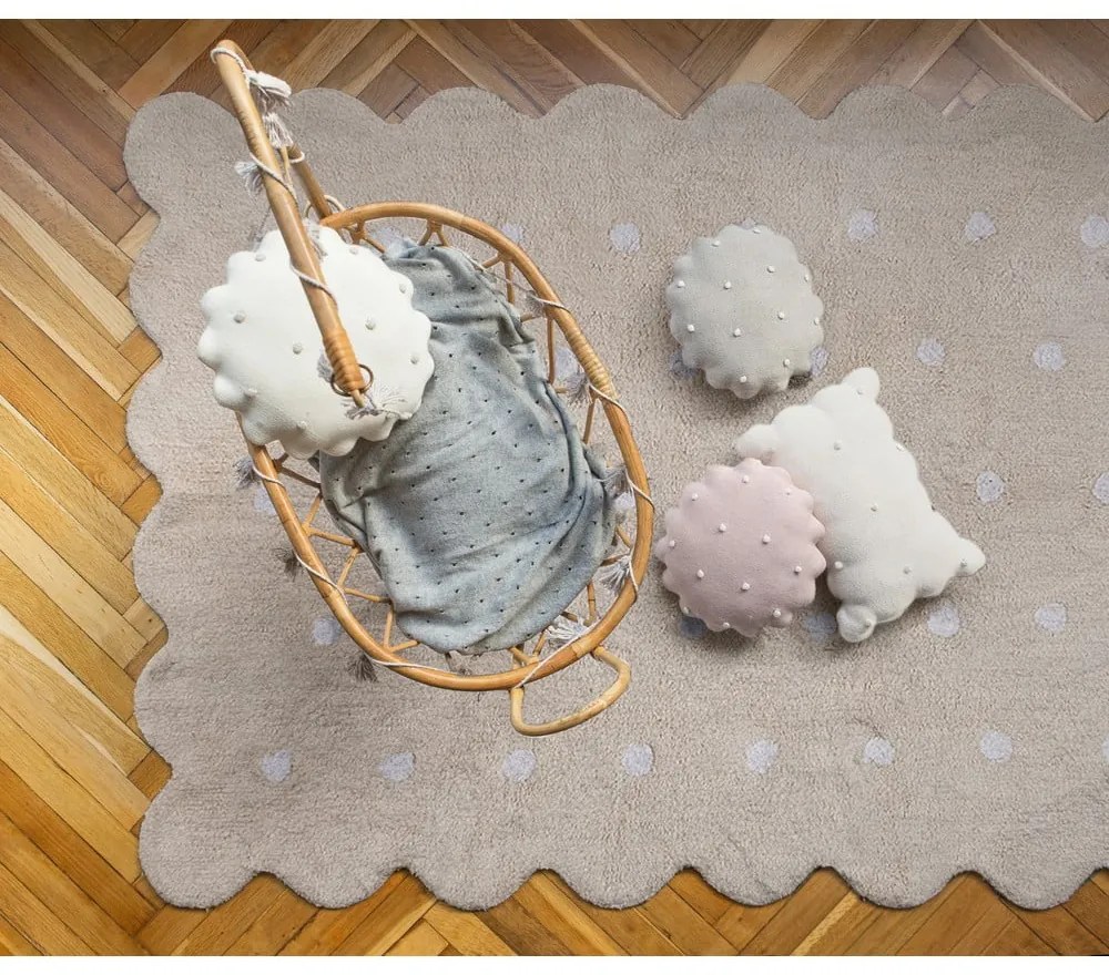 Béžový prateľný ručne tkaný bavlnený detský koberec 120x160 cm Biscuit Beige – Lorena Canals