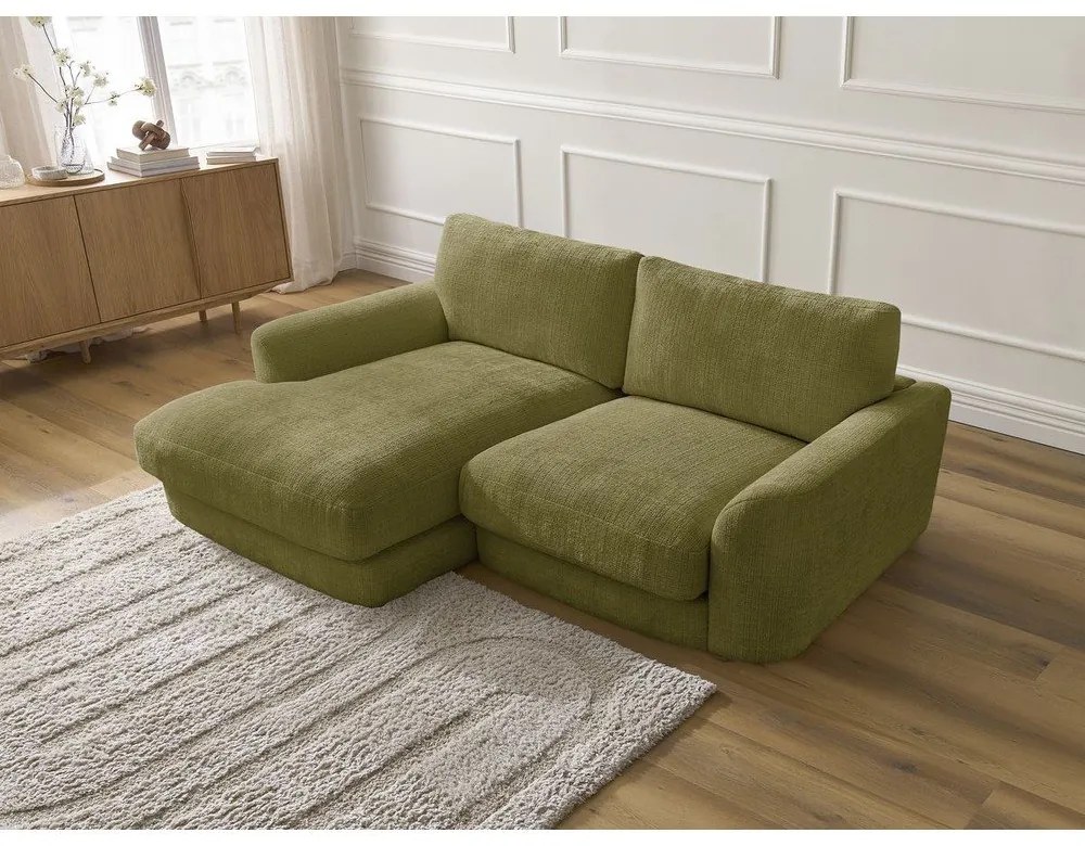 Khaki ženilková rohová pohovka (ľavý roh/s leňoškou) Leonore – Bobochic Paris