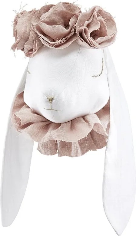 Dekorácia do detskej izby králik s kvetinami – púdrova