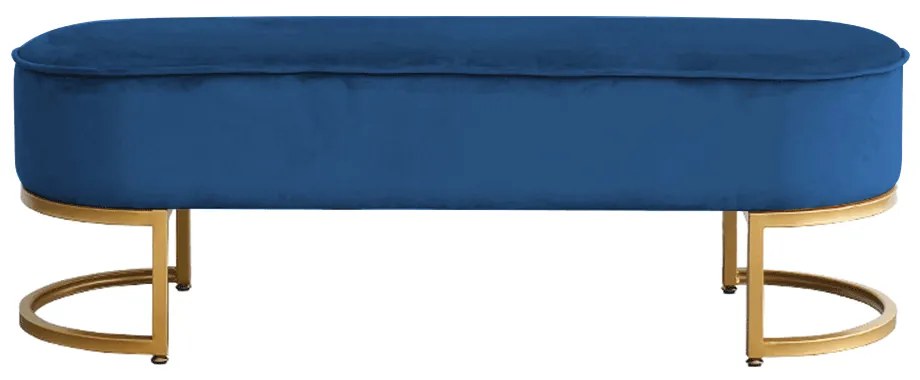 Dizajnová lavica, modrá Velvet látka/gold chróm-zlatý, MIRILA