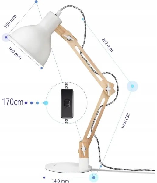 Stolová lampa 1xE27/40W/230V biela