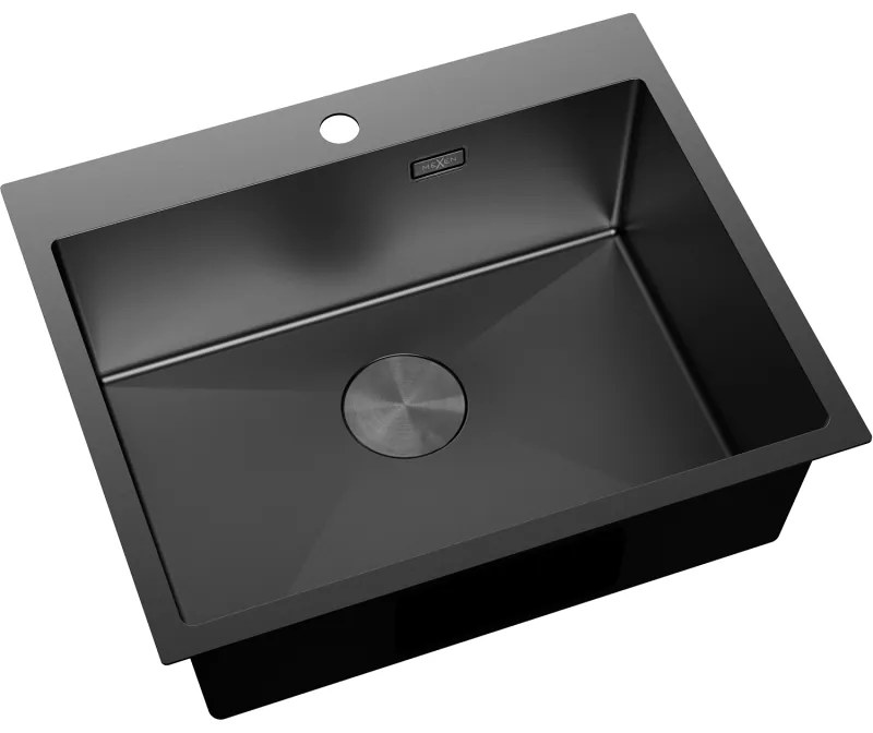 Mexen Solix, 1-komorový nerezový drez 600 x 500 mm, čierna, 6408601000-70