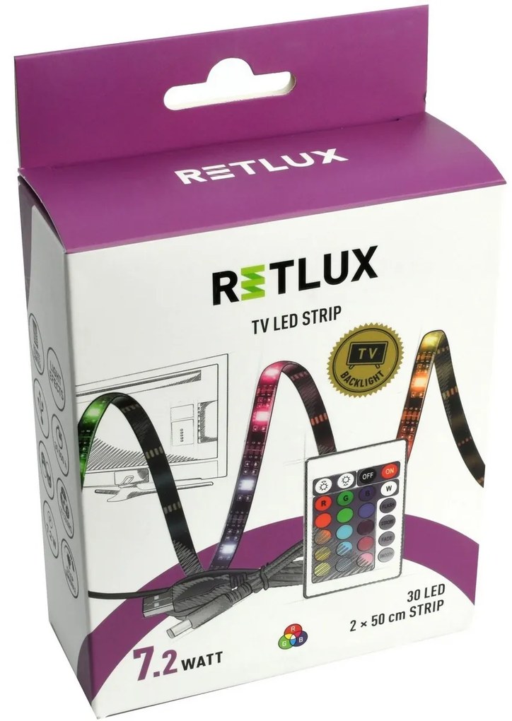 Retlux RLS 102 LED pásik s USB konektorom RGB, 2 x 50 m