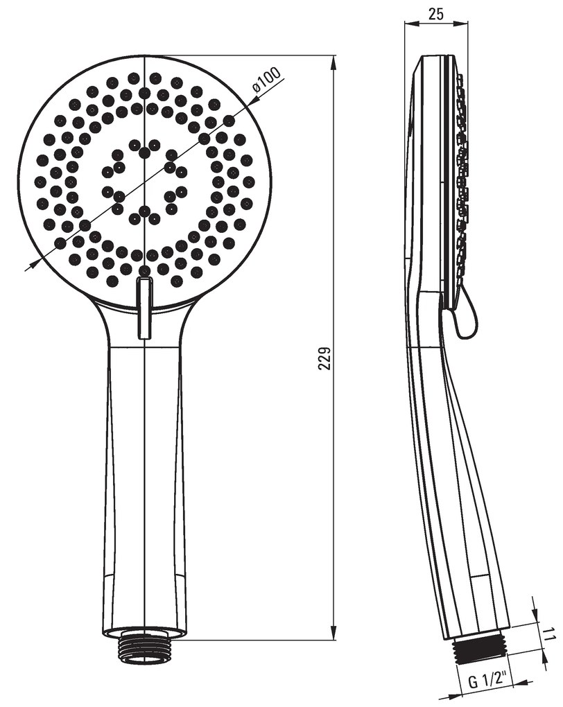 Deante Arnika, sprchový stĺp 95cm s podomietkovým pripojením a 3-funkčnou ručnou hlavicou a sprchovou hadicou 150cm, zlatá, NQA_Z51K