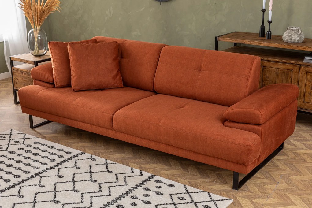 Praktická trojmiestna rozkladacia pohovka Mustang, 239 x 99 cm, oranžová
