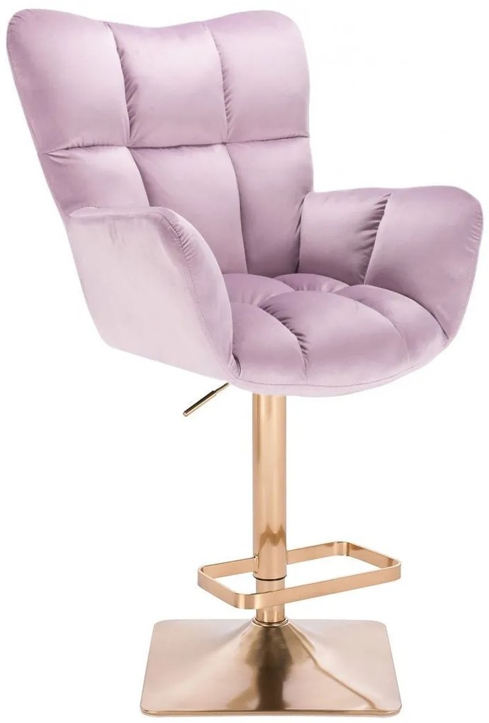 LuxuryForm DESIGN Barové kreslo AURORA VELUR na zlatej hranatej podstave - levanduľa