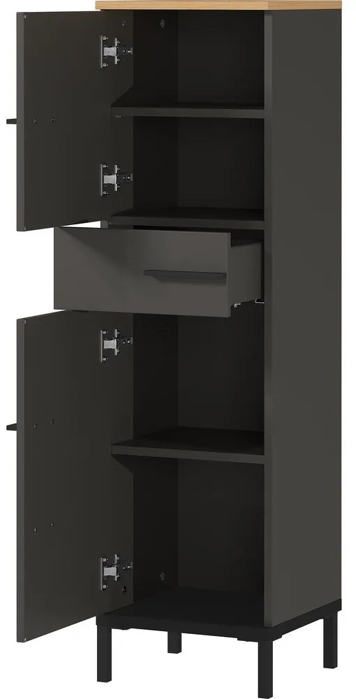 Tmavosivá kúpeľňová skrinka v dekore duba 34x123 cm Yonkers - Germania