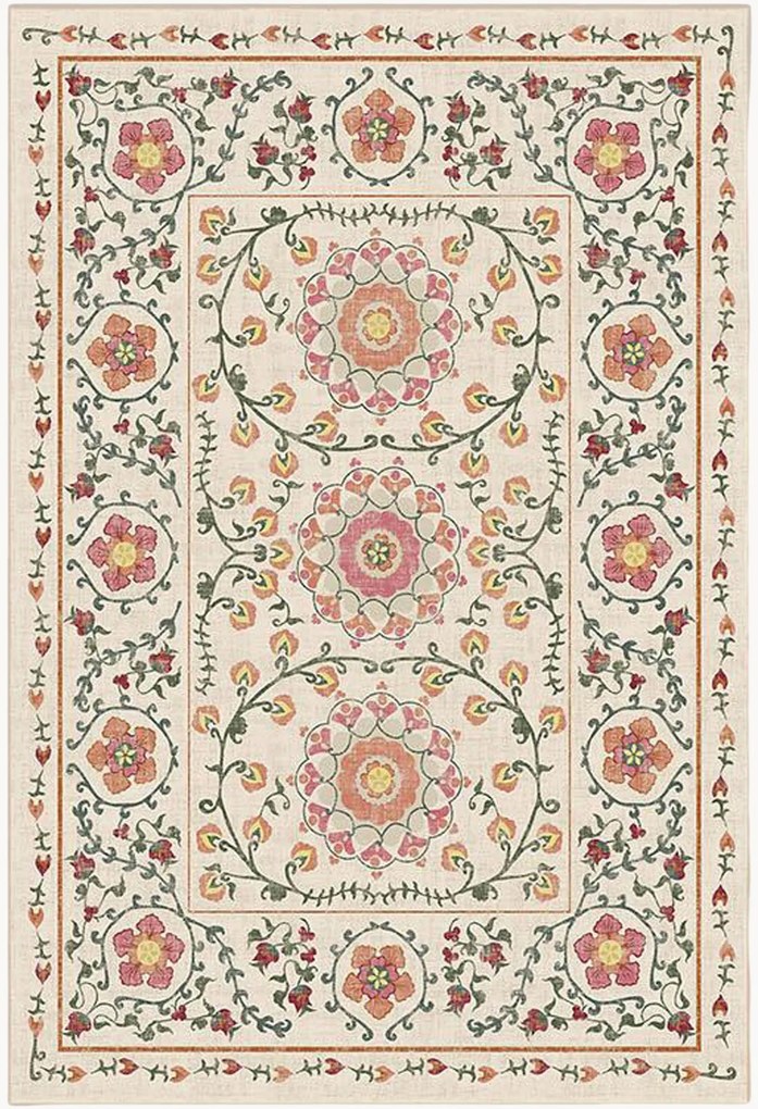 Koberec's nízkym vlasom Suzani