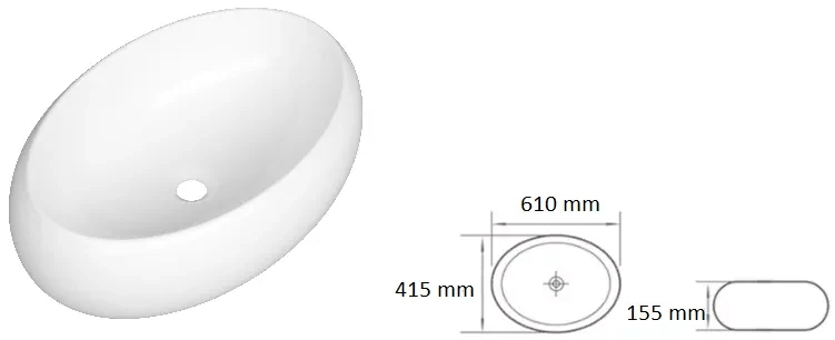 Gamma Figa, umývadlo na dosku 610x415x155 mm, biela lesklá, GMA-UC-FIGA