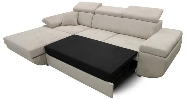 Rozkladacia rohová sedacia súprava s úložným priestorom do L CASTELO ľavá sivá