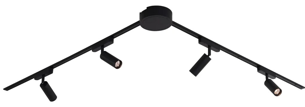 Moderný koľajnicový systém s 4 čiernymi bodovými svetlami 1-fázový - Magnetic Samson