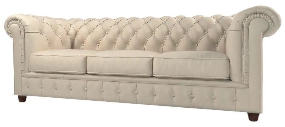 Krémová zamatová pohovka 230 cm Cambridge - Ropez