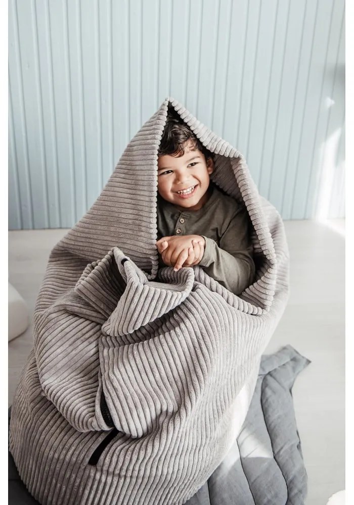 Svetlosivý menčestrový detský sedací vak Cocoon 100 – SLOWDOWN