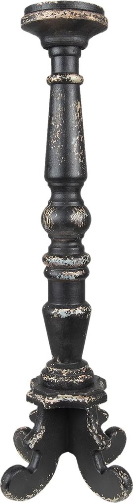 Čierny antik drevený svietnik - Ø 16*65 cm