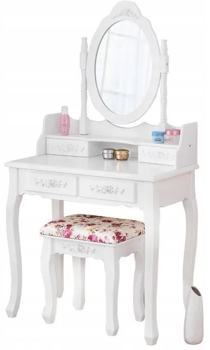 Kozmetický stolík so zásuvkami a otočným zrkadlom