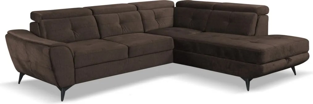 Rohová sedacia súprava Sergio, tmavo hnedá látka, pravý roh