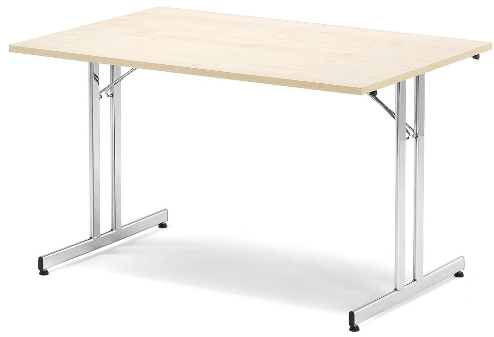 Skladací rokovací stôl EMILY, 1200x800 mm, brezový laminát/chróm