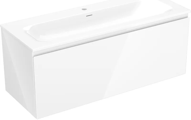 Mexen Orio, kúpeľňová skrinka 120 cm s umývadlom Vela, 1 zásuvka, biela lesklá, 91A10-12047-1-BF00-W23M00