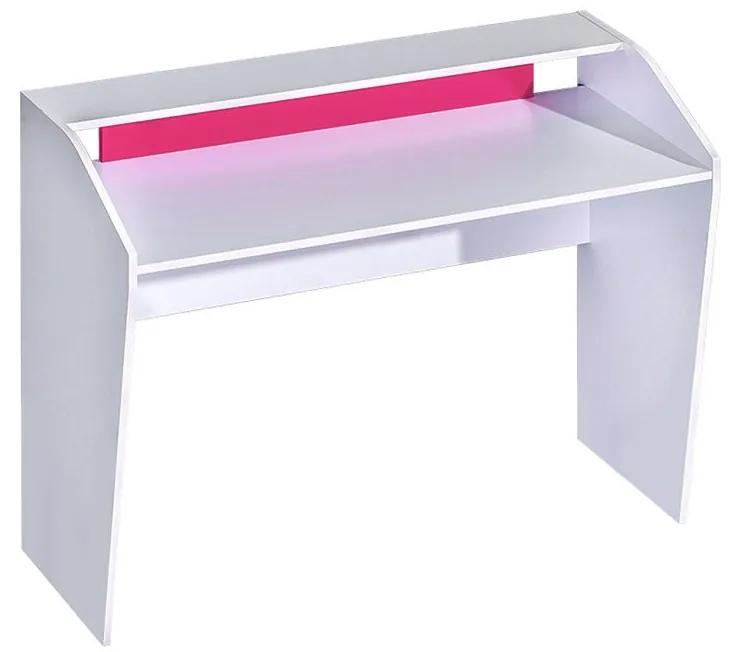 Písací stôl 120 Tofiko TO09, Farby: biela / biely + ružový