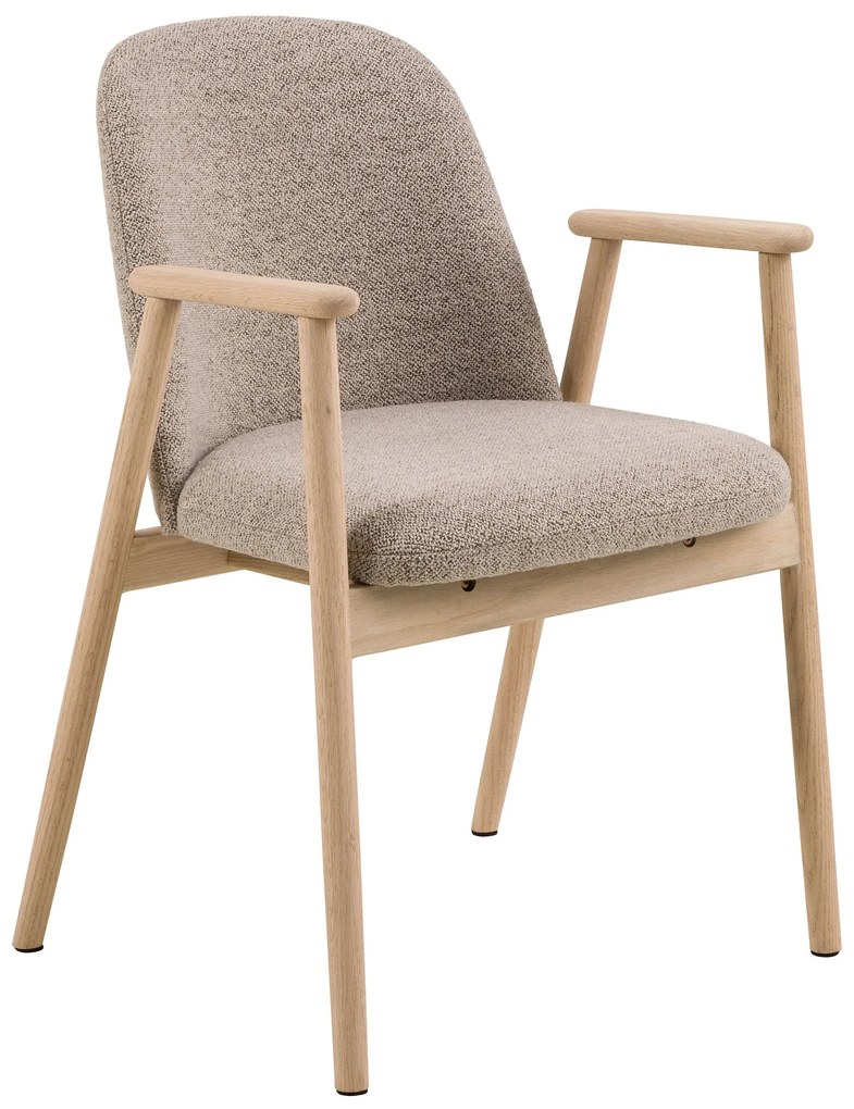 RODERIC Béžové Latte (tkanina Monza 60) / konštrukcia olejovaný dub – DREVENÉ KRESLO DO OBÝVAČKY, JEDÁLNE ČI KUCHYNE V RETRO