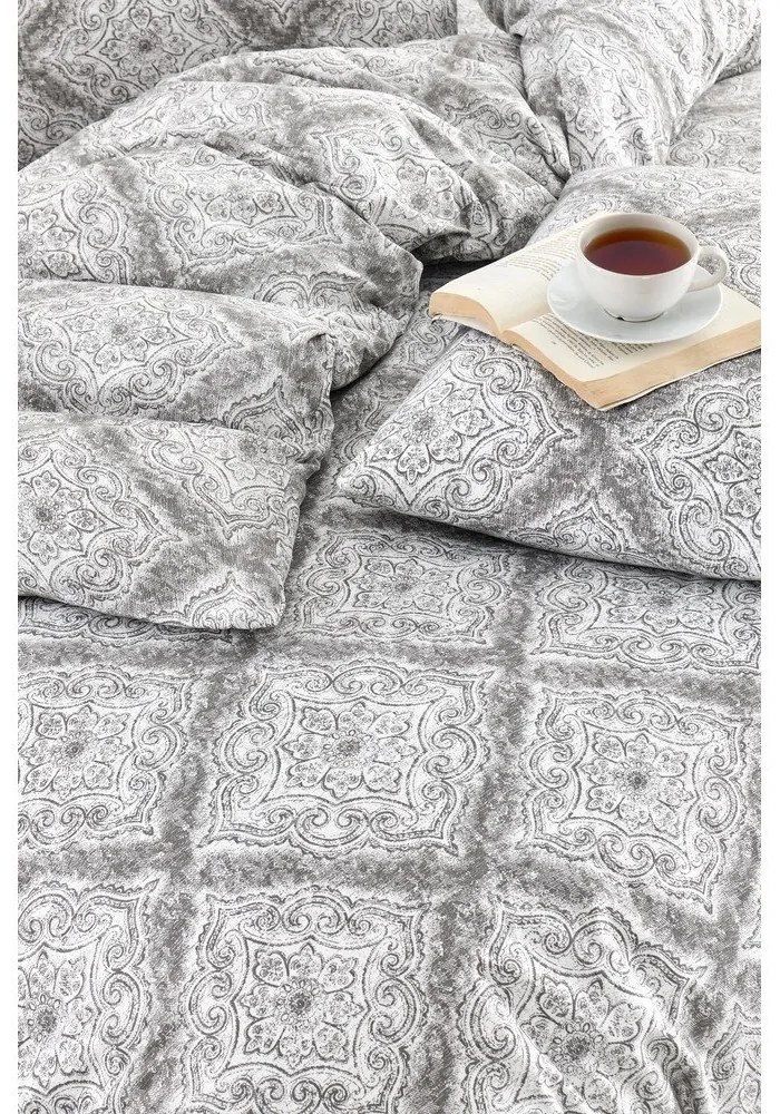 Sivé obliečky na jednolôžko/predĺžené s plachtou/3-dielne 160x220 cm Geometric – Mila Home