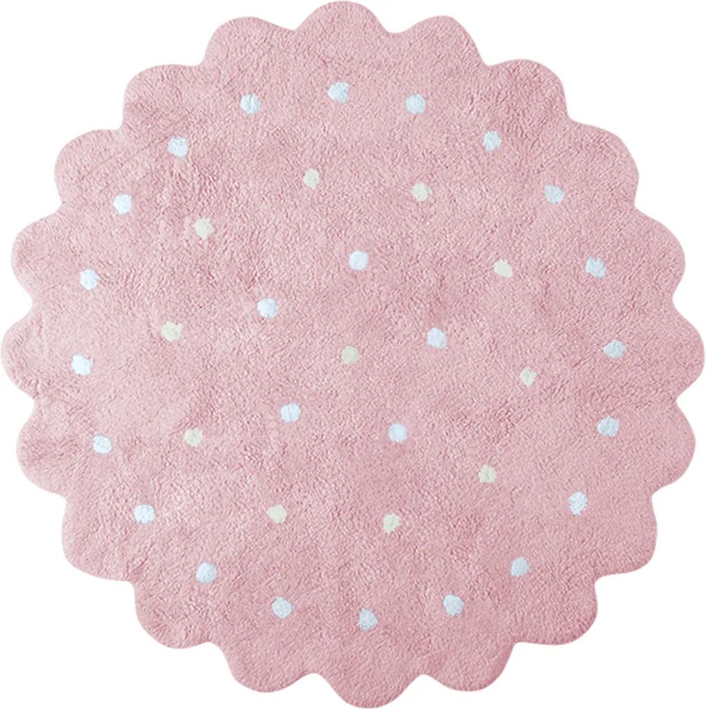 Lorena Canals koberce Ručně tkaný kusový koberec Little Biscuit Pink - 140x140 kytka cm