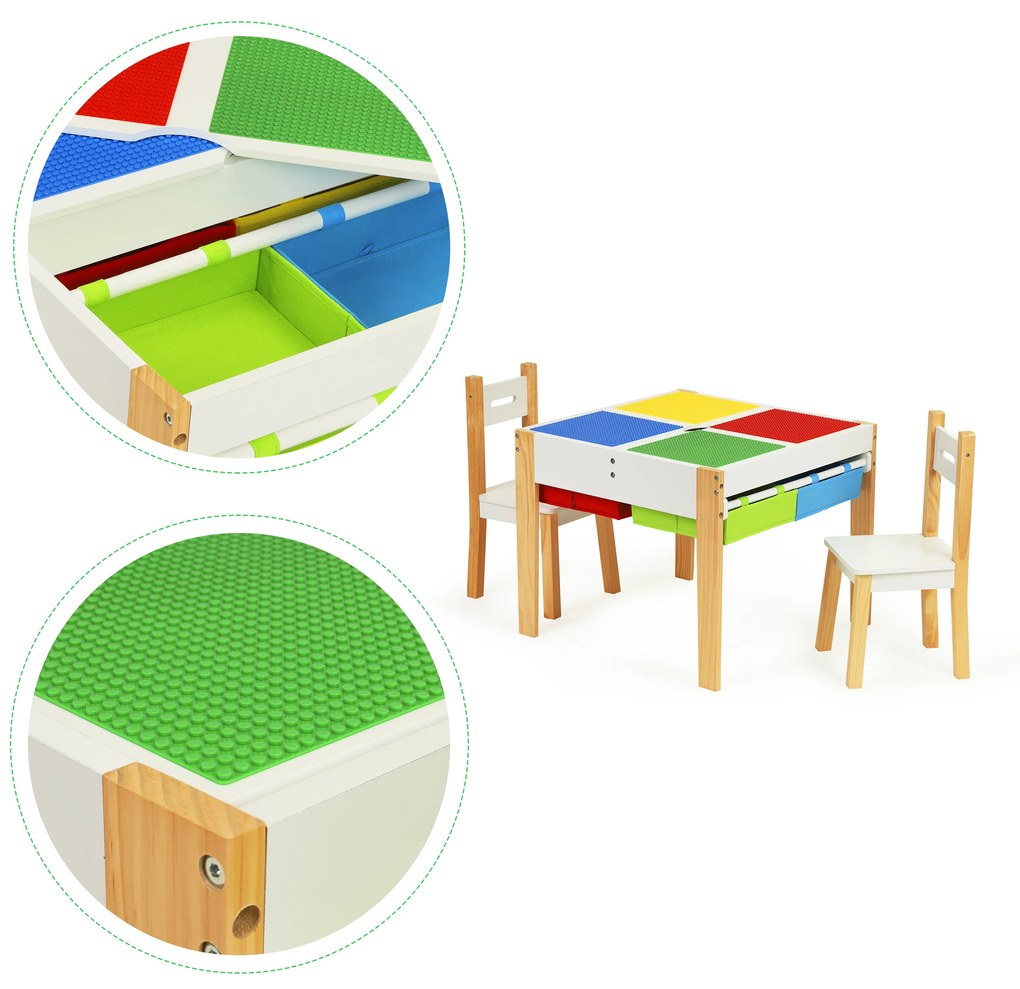 EcoToys Drevená zostava detského nábytku - stôl + 2 stoličky