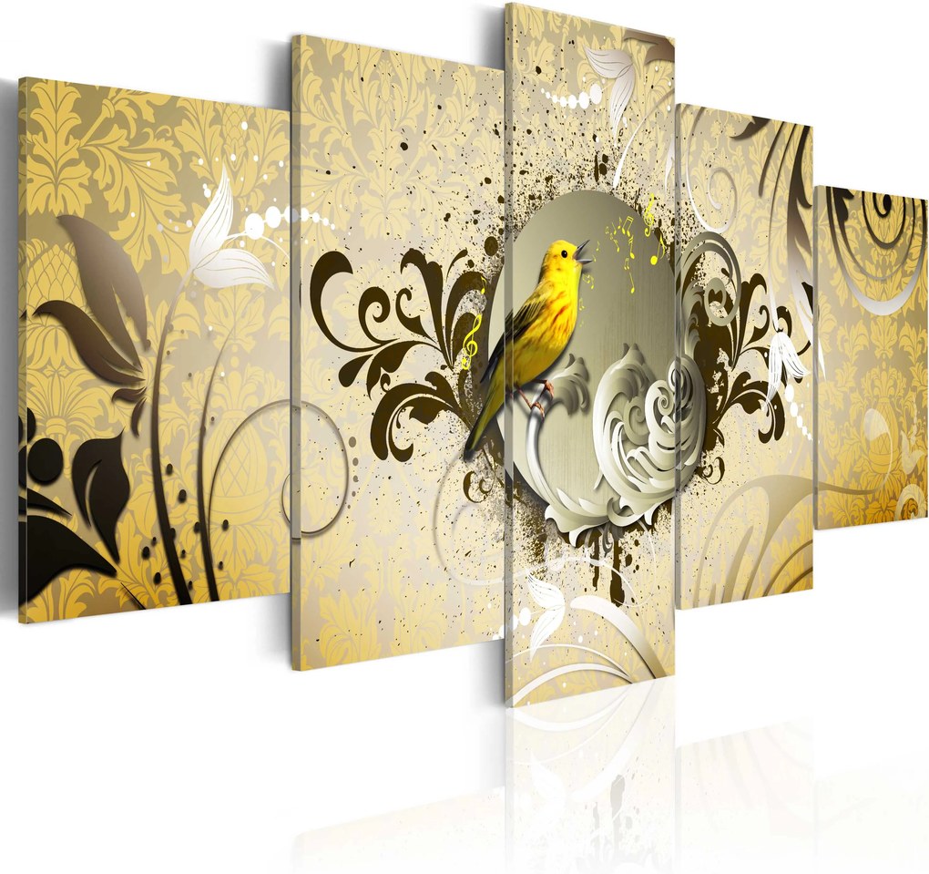 Obraz - Yellow bird singing 100x50