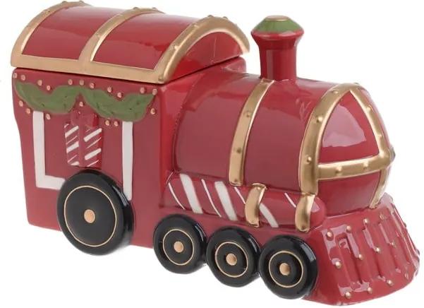 Vianočná keramická dóza na sušienky s vekom InArt Train