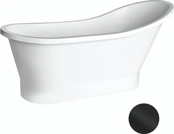 Besco Voľne stojaca vaňa z liateho mramoru Gloria Matt 150x67 (160x67,5) BESCO-Typ výpuste: Click-Clack s vrchným čistením, grafit, BESCO-Rozmery: 16…