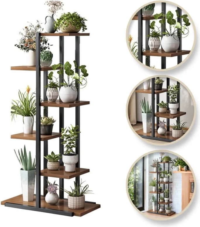 Vintino Stojan na kvety BOTANICA 113x60x20 cm čierno-hnedý
