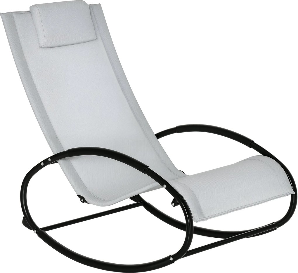Outsunny Záhradné Hovertové Lehátko, Ergonomické Záhradné Rezervér s Priedušnou Tkaninou a Vankúšom pre Interiér a Exteriér, 105x62x88 cm, Šedé | Aoso