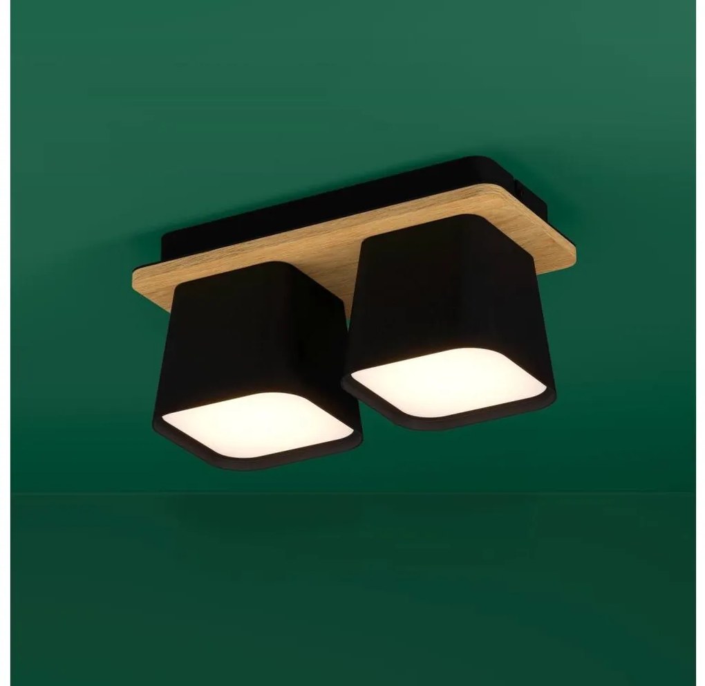 Eglo 390007 - Stropné svietidlo RUSCIO 2xE27/40W/230V čierna/hnedá