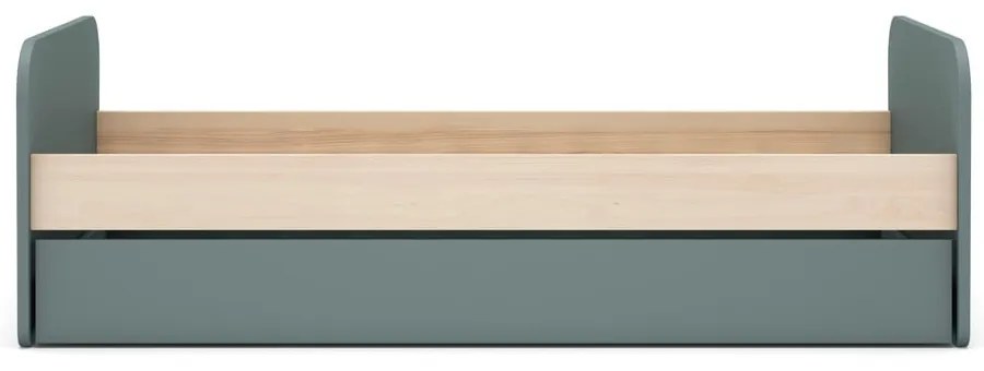 Sivozelená detská posteľ v dekore borovice s výsuvným lôžkom s úložným priestorom s roštom 90x200 cm Esteban – Marckeric