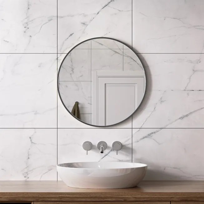 Erga Round, okrúhle zrkadlo 60cm, čierny rám, ERG-V01-ROUND-6060-BK