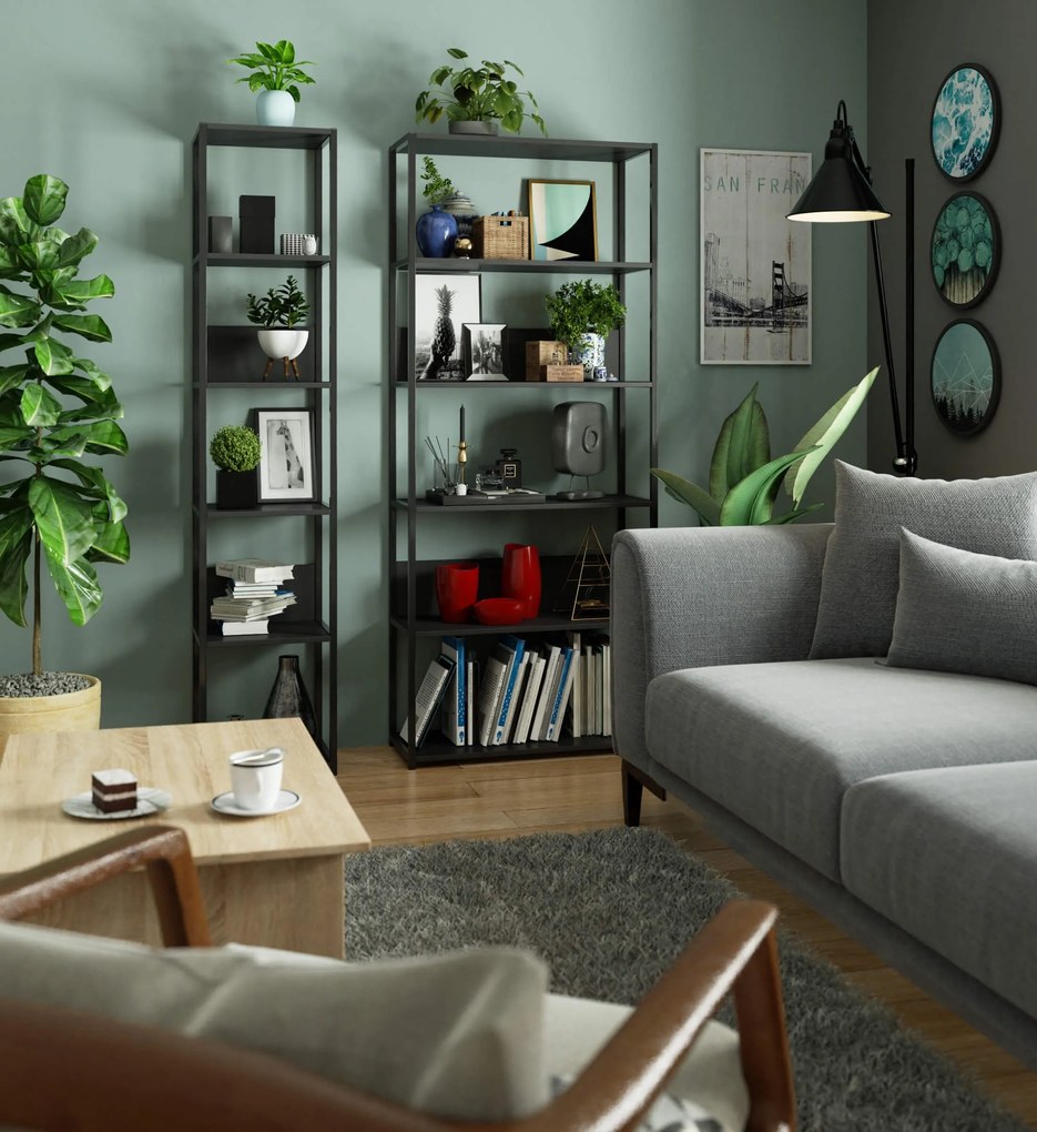 Regál PRAMONI 40x192 cm čierny