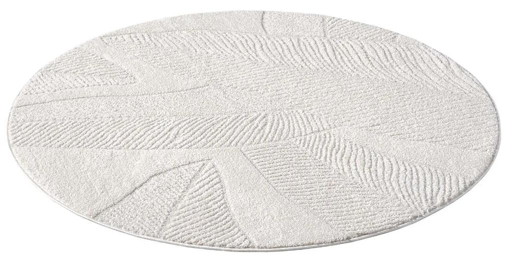 Dekorstudio Moderný okrúhly koberec LOUNGE 0629 - krémový Priemer koberca: 120cm