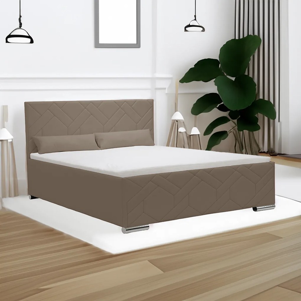 Čalúnená posteľ s úložným priestorom a matracom ECCO 180 x 200 cm Béžová