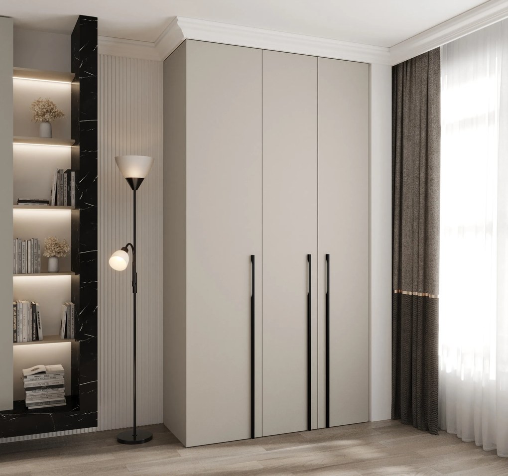 Šatníková skriňa 130 cm Carmela 40-3 (kašmír + čierna). Akcia -20%. Vlastná spoľahlivá doprava až k Vám domov. 1126603