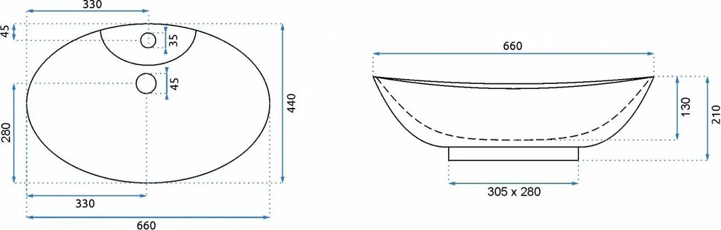 Rea Rosa umývadlo, 65 x 44 cm, biela, REA-00692
