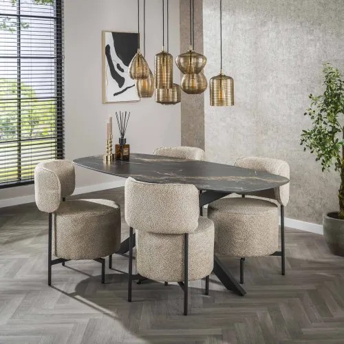 Jedálenský stôl 45-60 180x90cm Ceramik Fossil Black - Komfort-nábytok