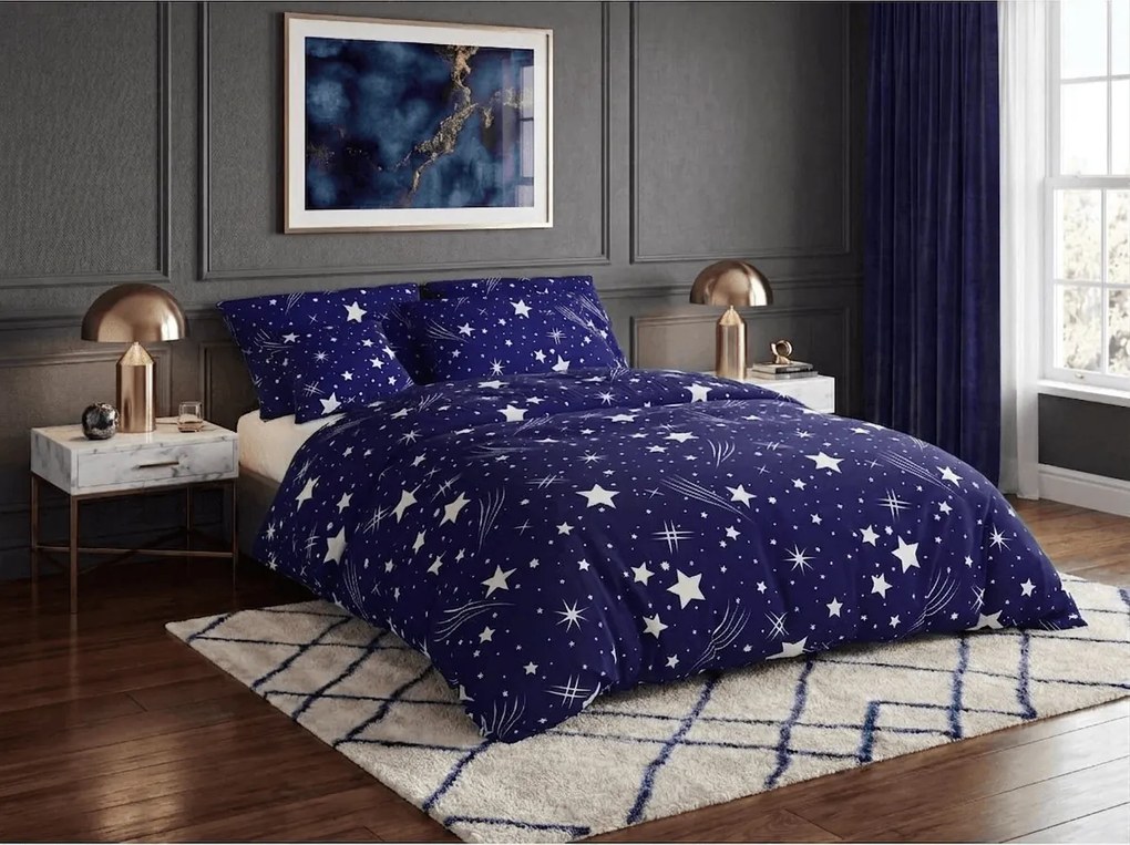 Krepové obliečky NIGHT SKY POLY modré Rozmer obliečky: 2 ks 70 x 90 cm | 200 x 220 cm
