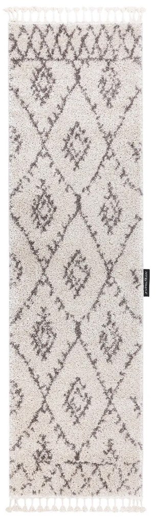 Dywany Łuszczów, Koberec behúň Berber Fez cream, 80x300, biela, obývacia izba