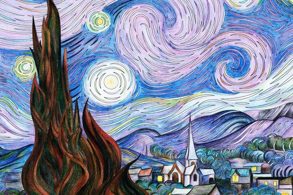 Obraz reprodukcia Hviezdna noc - Vincent van Gogh - 60x40